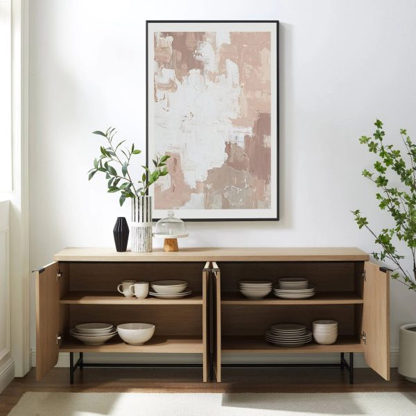 Modern 4 Door Reeded Sideboard Coastal Oak/Black - Saracina Home - MadeInUSA - Image 2