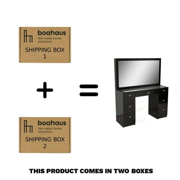 Boahaus Venus Modern Vanity Desk Ser, Black Finish, for Bedroom - MadeInUSA - Image 2