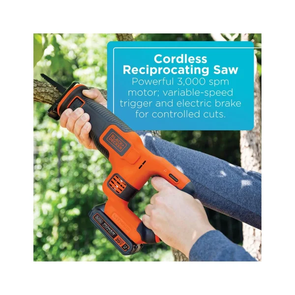 Black & Decker 20 Volt 4-Tool Kit with Drill, Circular Saw, Reciprocating Saw, and Work Light, BD4KITCD7CSRSL - MadeInUSA - Image 6