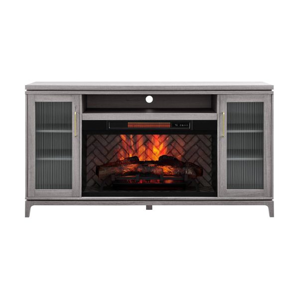 Gray 2265FM-36-331 Allen + Roth 66-inch W Mushroom Oak Infrared Quartz Electric Fireplace - MadeInUSA - Image 10