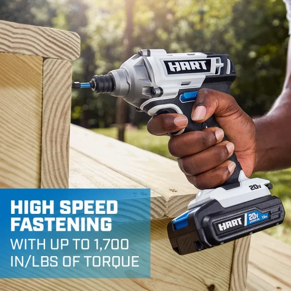 HART 20-Volt Cordless 2-Tool Combo Kit, 1/2-inch Drill/Driver, Impact Driver, (1) 1.5Ah Lithium-Ion Battery - MadeInUSA - Image 4