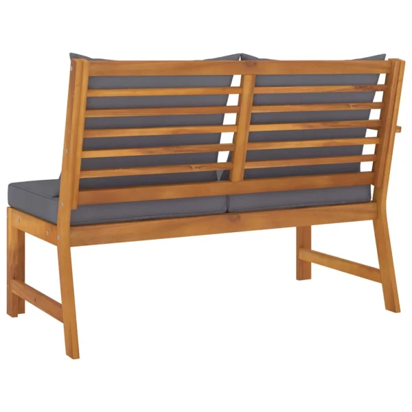Anself Outdoor Bench with Cushion and Right Armrest Patio Porch Chair Acacia Wood for Backyard, Balcony, Park, Lawn, School Playground, College 45.1 x 23.8 x 31.9 Inches (W x D x H) - MadeInUSA - Image 4