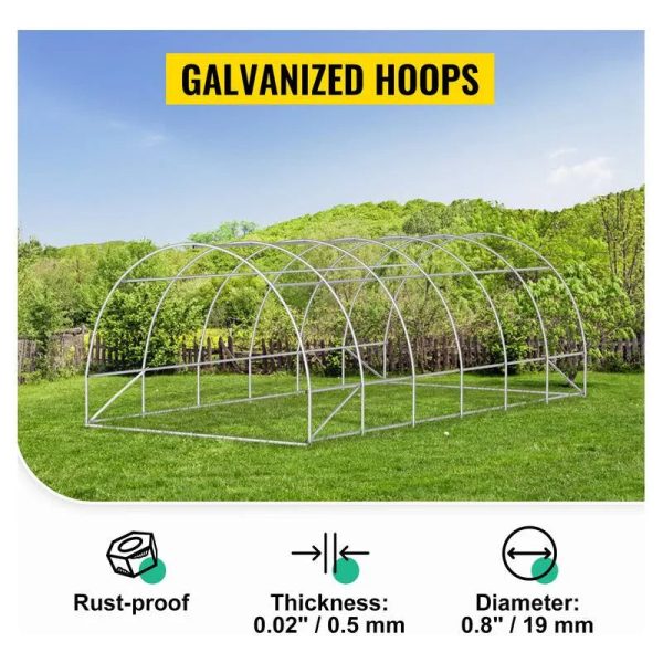 VEVOR Walk-In Greenhouse 10-20' Hot Planter House Gardening Galvanized Frame - 20'x10'x7' - MadeInUSA - Image 4