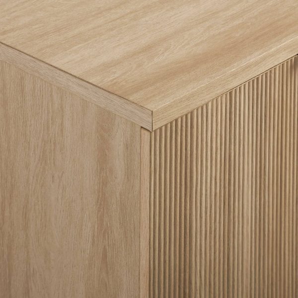 Modern 4 Door Reeded Sideboard Coastal Oak/Black - Saracina Home - MadeInUSA - Image 3