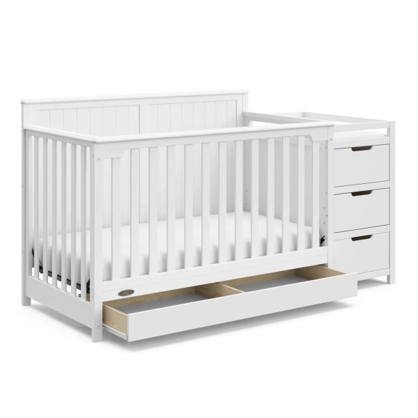 Graco Hadley 4-in-1 Convertible Crib and Changer with Drawer (White) - MadeInUSA