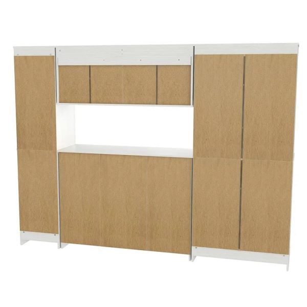 Inval Shaker-Style 4-Piece 95"W Buffet Storage Cabinet System, Washed Oak - MadeInUSA - Image 8