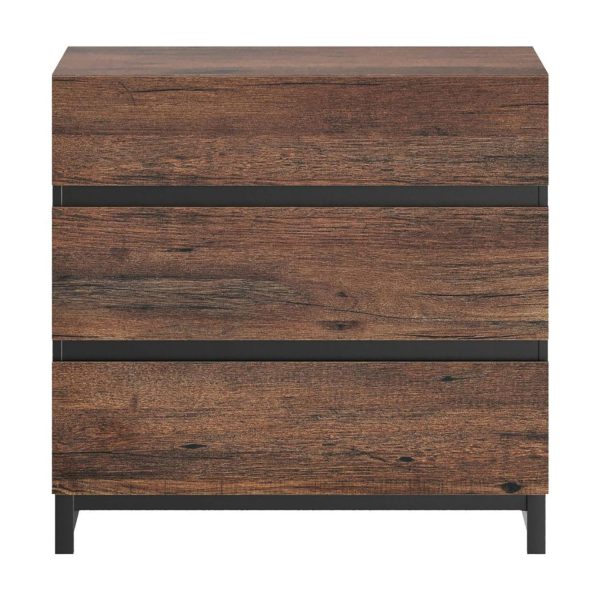 Modern TV Stand for TVs up to 42 inch, Entertainment Center TV Console with 3 Drawers & Metal Base, Media Console for Living Room, Bedroom, Brown - MadeInUSA - Image 6