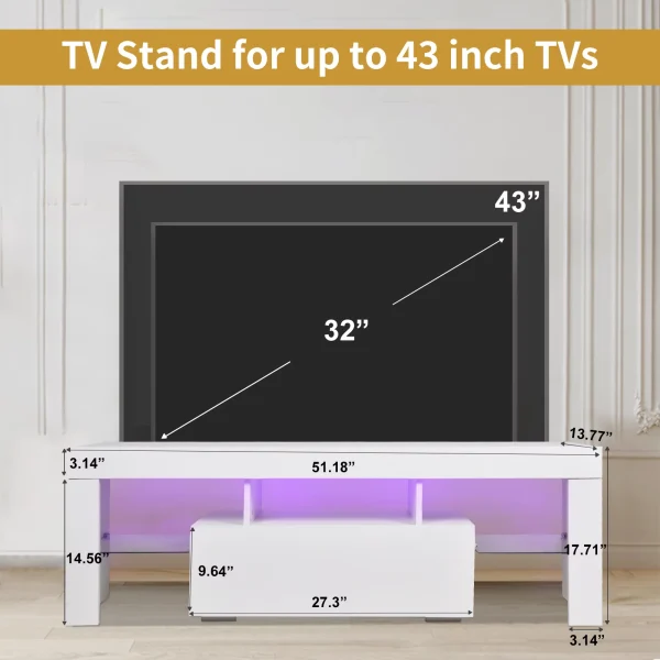 CoSoTower TV Stand with Storage 51 Inch LED Modern TV Media Console Entertainment Center with Drawer TV Cabinet for Living Room Bedroom - MadeInUSA - Image 6