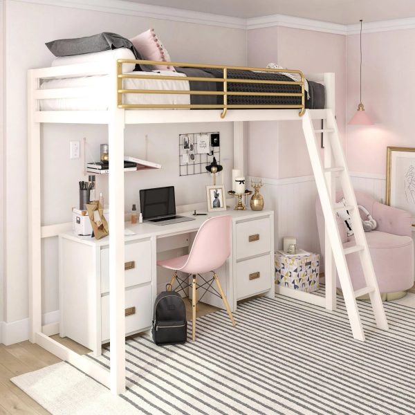 Little Seeds Monarch Hill Haven Twin Metal Platform Loft Bed by Little Seeds Bed Frame Colour: White Wayfair 72"H X 60"W X 79"D Vanities - MadeInUSA - Image 10