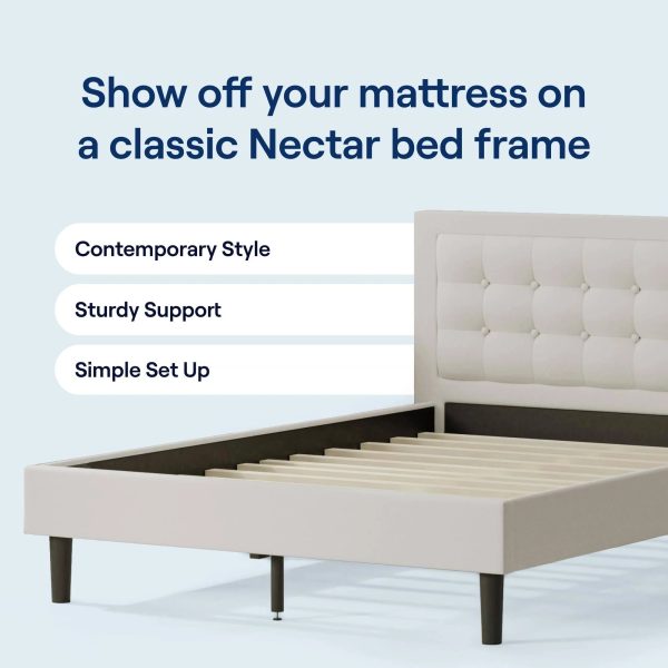 Bed Frame with Upholstered Button Tufted Headboard | Twin size, Linen by Nectar Mattress | Compare to Saatva, Purple, and Casper - MadeInUSA - Image 6