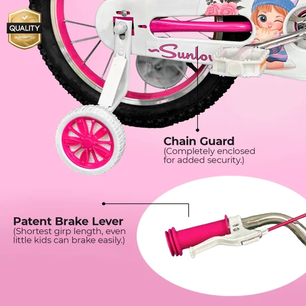 SUNLOVERR Pink Dreams Girls Bike for Toddlers and Kids Ages 4-6 Years Old, 14 Inch Kids Bike with Training Wheels & Basket - MadeInUSA - Image 5