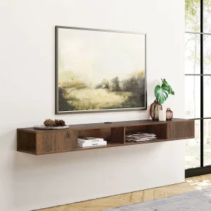 FDIGLUL 70in TV Stand Entertainment Center Media Console  Wall Mounted  Media Console Cabinet for  for 65/70/75 Inch TVs  Brown - MadeInUSA