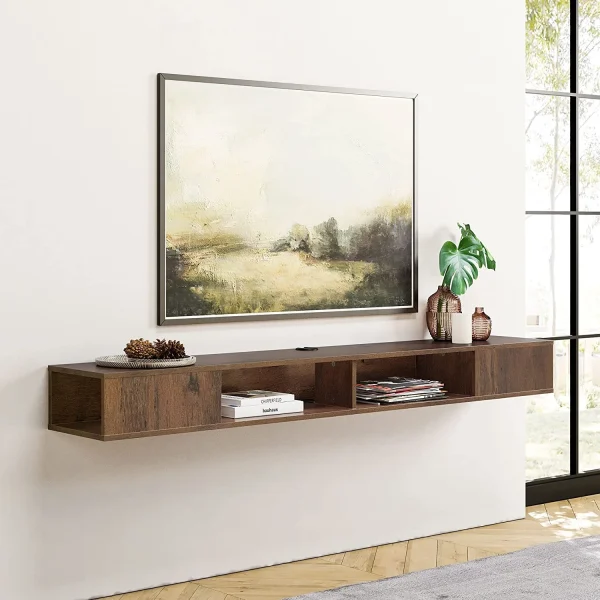 FDIGLUL 70in TV Stand Entertainment Center Media Console  Wall Mounted  Media Console Cabinet for  for 65/70/75 Inch TVs  Brown - MadeInUSA