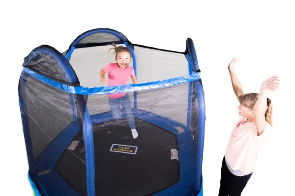 Bounce Pro 7-Foot My First Trampoline Hexagon (Ages 3-10) for Kids, Blue/Green - MadeInUSA - Image 4