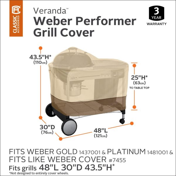 Classic Accessories Veranda Water-Resistant 48 Inch BBQ Grill Cover for Weber Performer - Image 7