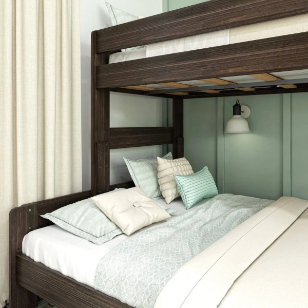 Max and Lily Farmhouse Twin XL Over Queen Bunk Bed - Barnwood Brown - MadeInUSA - Image 3