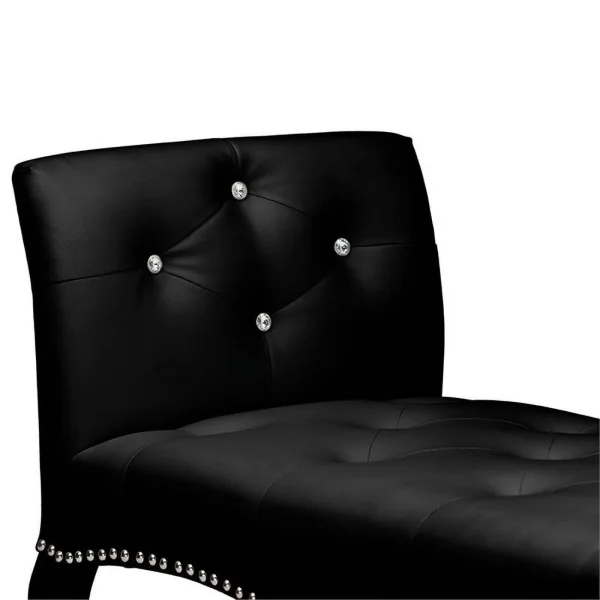 Bowery Hill Modern Faux Leather Tufted Bench in Black and Wenge - MadeInUSA - Image 5