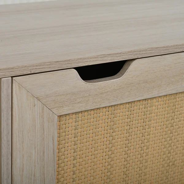 Rustic Farmhouse Rattan TV Stand, 65 Console Table, 2-Door Entertainment Center - MadeInUSA - Image 8