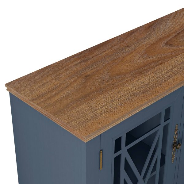 63" Vintage Storage Sideboard Buffet Accent Cabinet Navy - Festivo - MadeInUSA - Image 4