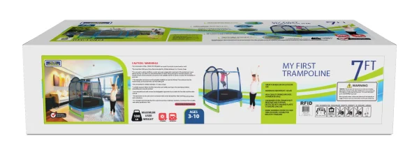 Bounce Pro 7-Foot My First Trampoline Hexagon (Ages 3-10) for Kids, Blue/Green - MadeInUSA - Image 10