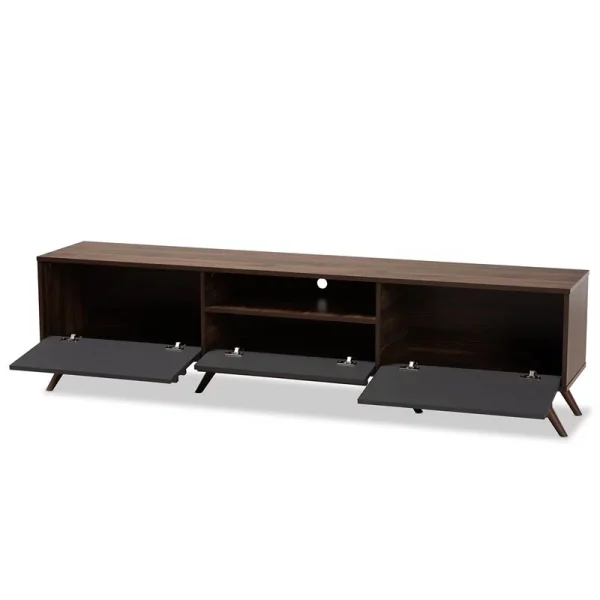 Bowery Hill Wood 60"TV Stand Console Entertainment Center in Gray and Walnut - MadeInUSA - Image 2