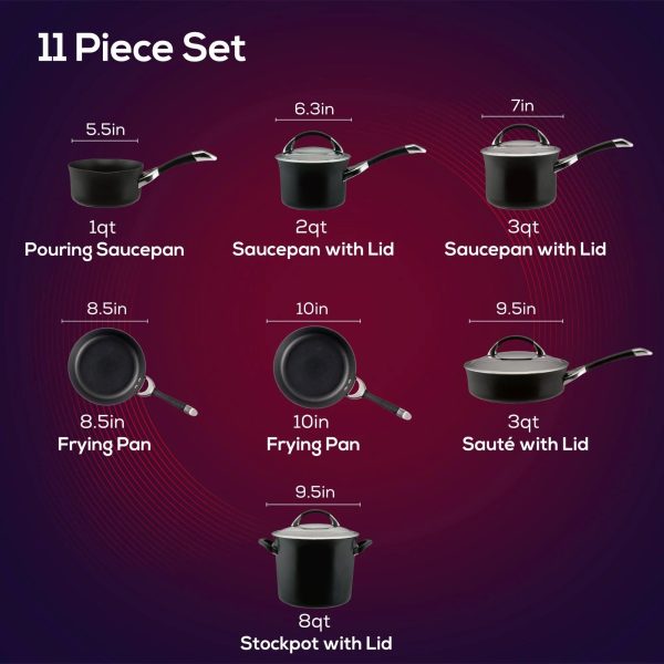 Circulon Symmetry 11-Piece Cookware Set, Chocolate - MadeInUSA - Image 5