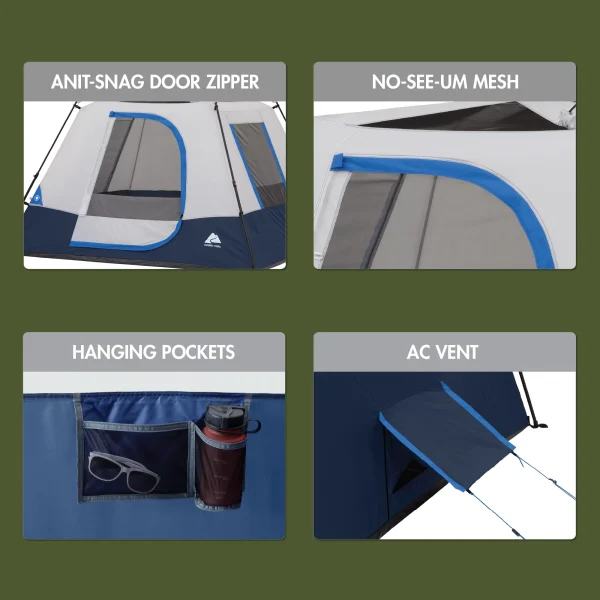 Ozark Trail 4-Person Instant Cabin Tent with LED Lighted Hub - MadeInUSA - Image 8