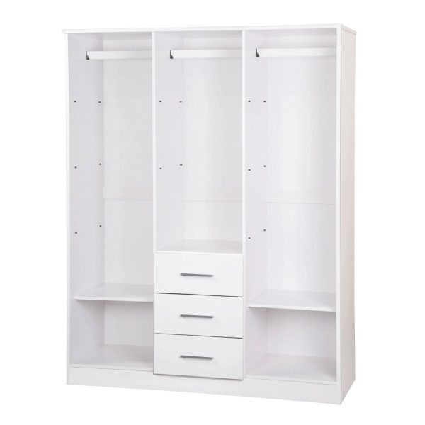 100% Solid Wood Cosmo 3-Door Wardrobe with Raised Panel Doors, Gray - Palace Imports 7115D - MadeInUSA - Image 7