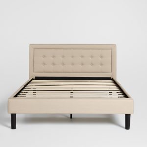 Bed Frame with Upholstered Button Tufted Headboard | Twin size, Linen by Nectar Mattress | Compare to Saatva, Purple, and Casper - MadeInUSA