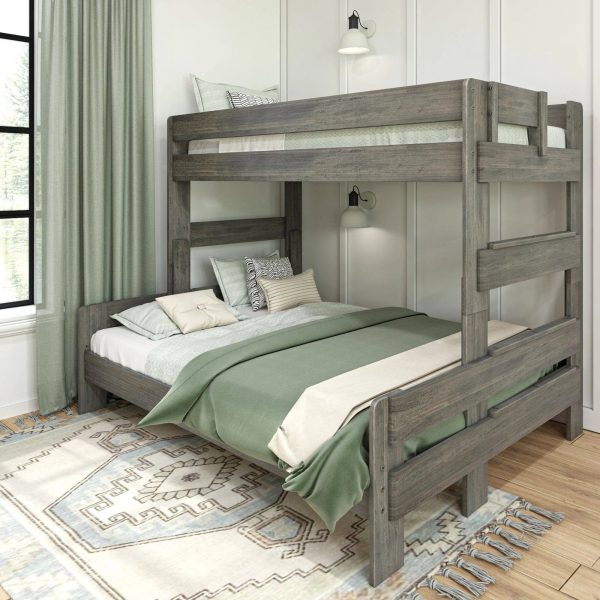 Max and Lily Farmhouse Twin XL Over Queen Bunk Bed - Barnwood Brown - MadeInUSA - Image 4