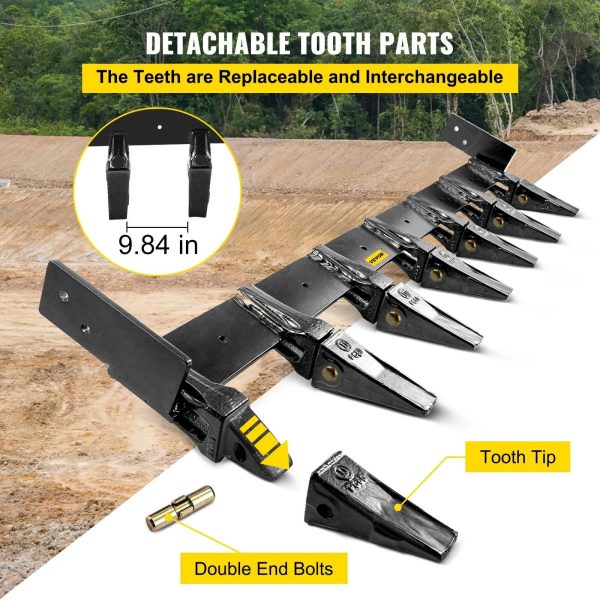 VEVOR Bucket Tooth Bar Bolt on Tractor Bucket Teeth 72'' Bucket Width Tooth Bar - MadeInUSA - Image 6