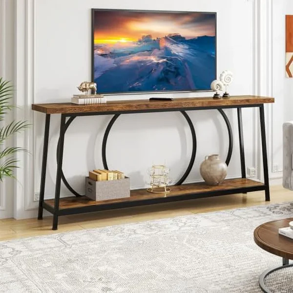 SQHJV 70.9 Inch Console Table with  Extra Long Narrow Console Table Grey Couch Table Behind Sofa Entryway Table Home  TV Stand Hallway Table for Entryway Living Room - MadeInUSA - Image 5