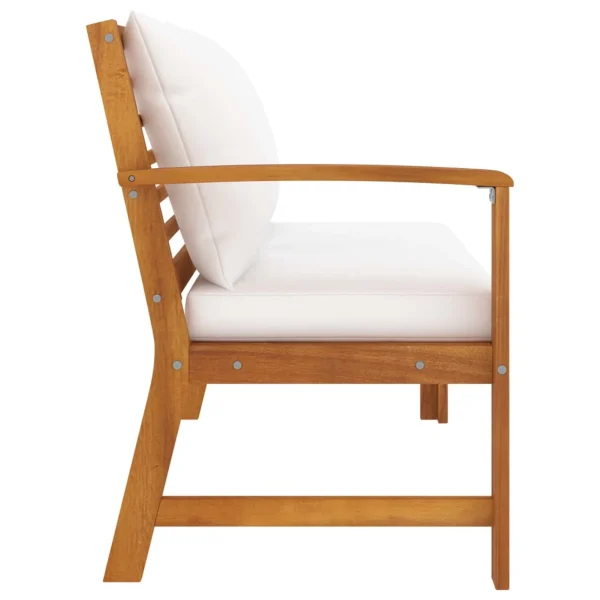 Anself Outdoor Bench with Cushion and Right Armrest Patio Porch Chair Acacia Wood for Backyard, Balcony, Park, Lawn, School Playground, College 45.1 x 23.8 x 31.9 Inches (W x D x H) - MadeInUSA - Image 3