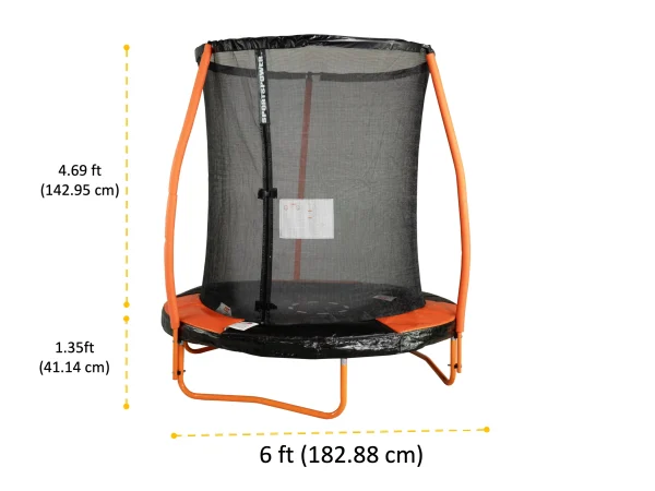 Bounce Pro 6-Foot Trampoline, with Enclosure and Mini Flash Light Zone, Orange - MadeInUSA - Image 5