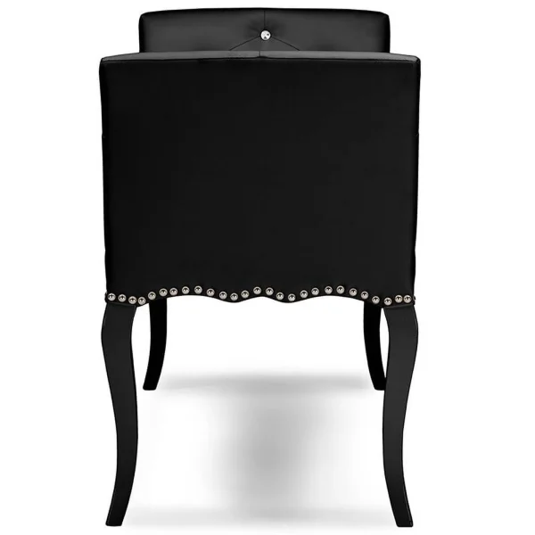 Bowery Hill Modern Faux Leather Tufted Bench in Black and Wenge - MadeInUSA - Image 4