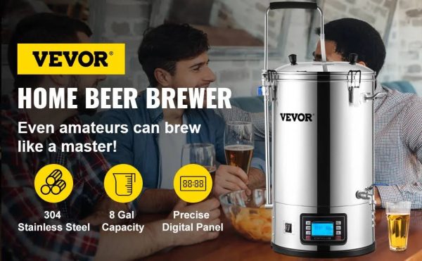 VEVOR Electric Brewing System 9.2 Gal/35 L Brewing Pot All-in-One Home Beer Brewer w/Pump - 9.6Gal - MadeInUSA - Image 3