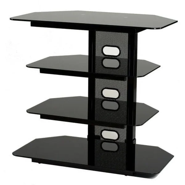 TransDeco Corner TV Audio Video Stand 35 Black - MadeInUSA - Image 2