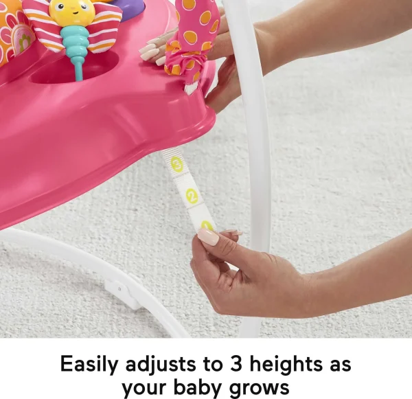 Fisher-Price Baby Bouncer Pink Petals Jumperoo Activity Center with Music and Lights, Unisex - MadeInUSA - Image 4