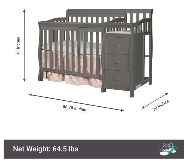 Dream On Me Jayden 4 in 1 Mini Convertible Crib and Changer - Espresso - MadeInUSA - Image 9
