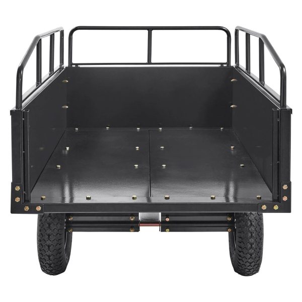 VEVOR Heavy Duty ATV Trailer Steel Dump Cart, 750-Pound 15 Cubic Feet, Garden Utility Trailer with Removable Sides for Riding L - MadeInUSA - Image 11