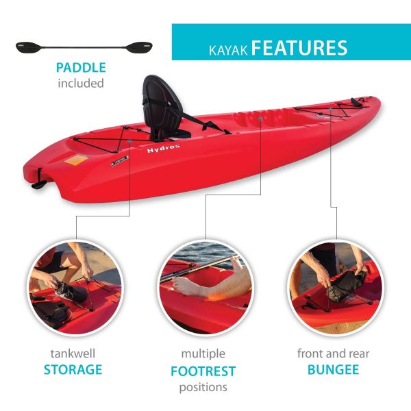 Lifetime Hydros 101 Kayak, Fire Red (91234) - MadeInUSA - Image 2