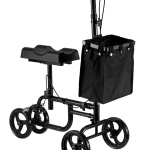 Naipo Steerable Knee Walker Economy Knee Scooter with Dual Braking System & Storage Basket, Crutch Alternative for Foot Injuries, Black - MadeInUSA