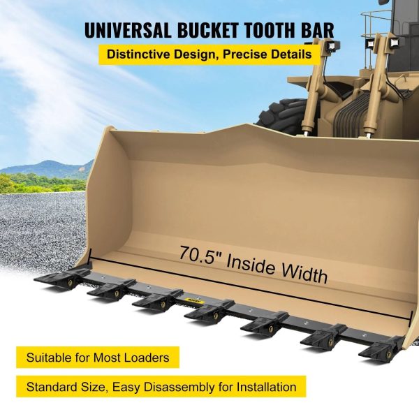 VEVOR Bucket Tooth Bar Bolt on Tractor Bucket Teeth 72'' Bucket Width Tooth Bar - MadeInUSA - Image 5