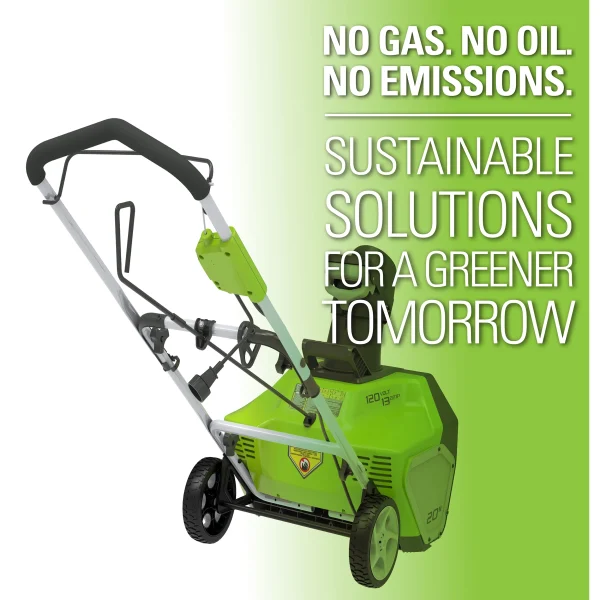 Greenworks 13 Amp 20 in. Corded Electric Snow Thrower, 2600502 - MadeInUSA - Image 9