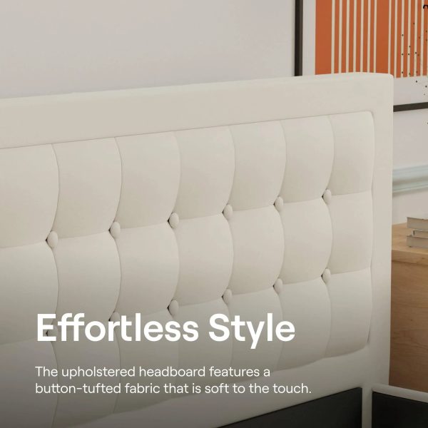 Bed Frame with Upholstered Button Tufted Headboard | Twin size, Linen by Nectar Mattress | Compare to Saatva, Purple, and Casper - MadeInUSA - Image 3