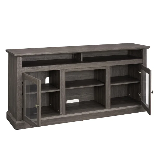 Contemporary TV Media Stand Modern Entertainment Console for TV Up to 65"with Open and Closed Storage Space, Dark Walnut/Black, 60"W*15.75"D*29"H - MadeInUSA - Image 7