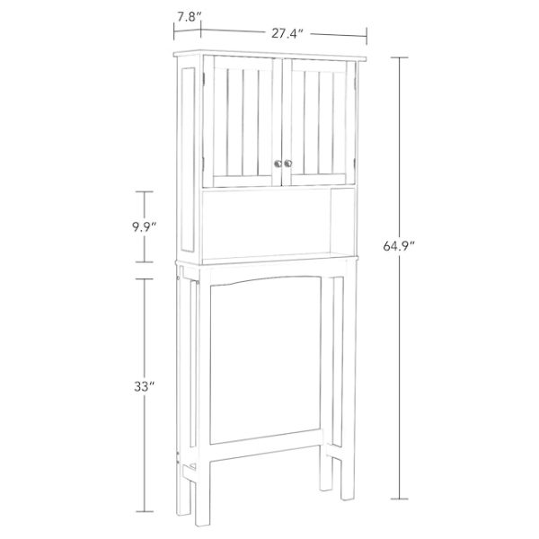 RiverRidge Ashland 27.44in W x 64.88in H x 7.81in D White OvertheToilet Storage - MadeInUSA - Image 5