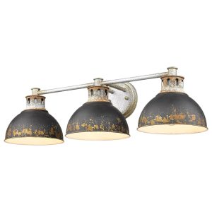 Golden Lighting Kinsley 3-Light Bath Vanity in Aged Galvanized Steel - 0865-BA3 AGV-ABI - MadeInUSA