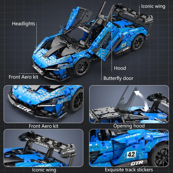 CaDA® Speed Series Model Car Building Set C63003W Blue Knight (2088 Pieces) Can Be Converted into a RC Car for Kids - MadeInUSA - Image 7