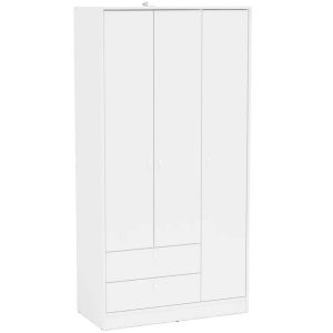 Cambridge 3 Door and 2 Drawer Wardrobe White - Chique - MadeInUSA